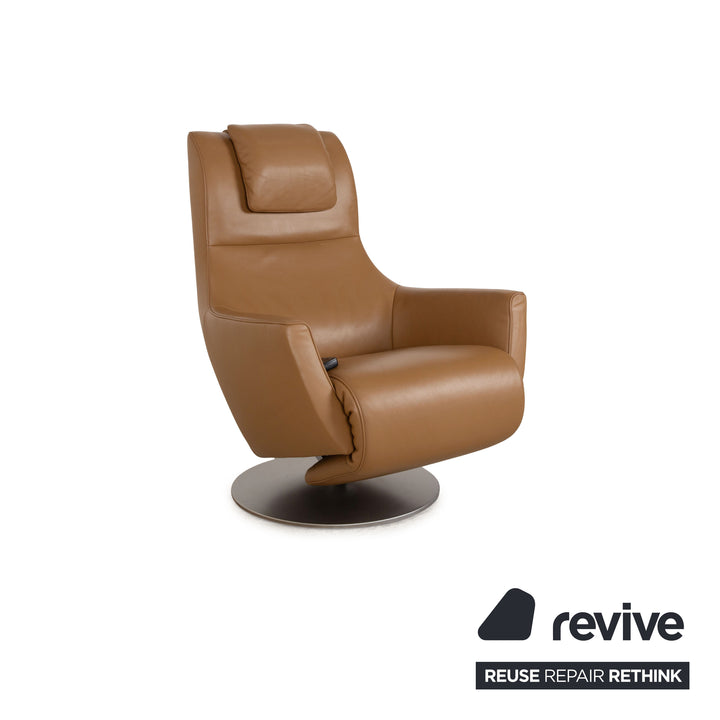 FSM Stand Up Leder Sessel Braun Camel elektrische Funktion Aufstehhilfe Akku