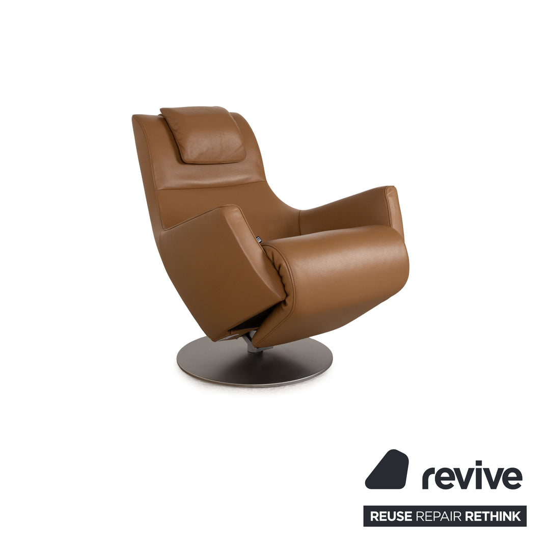 FSM Stand Up Leder Sessel Braun Camel elektrische Funktion Aufstehhilfe Akku