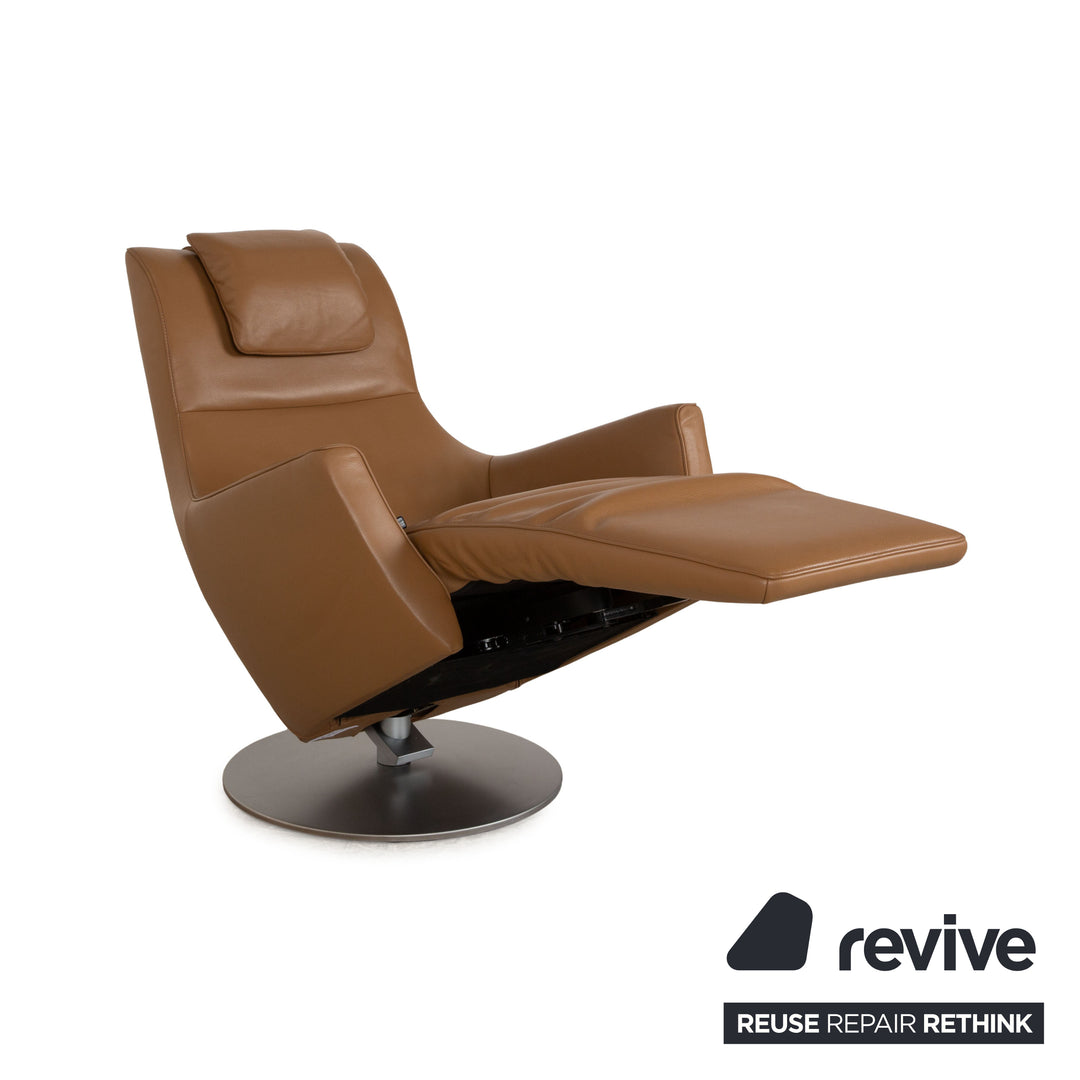 FSM Stand Up Leder Sessel Braun Camel elektrische Funktion Aufstehhilfe Akku