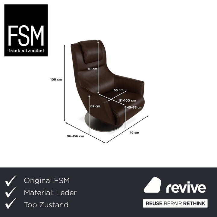 Fauteuil de jardin électrique en cuir marron FSM à piles