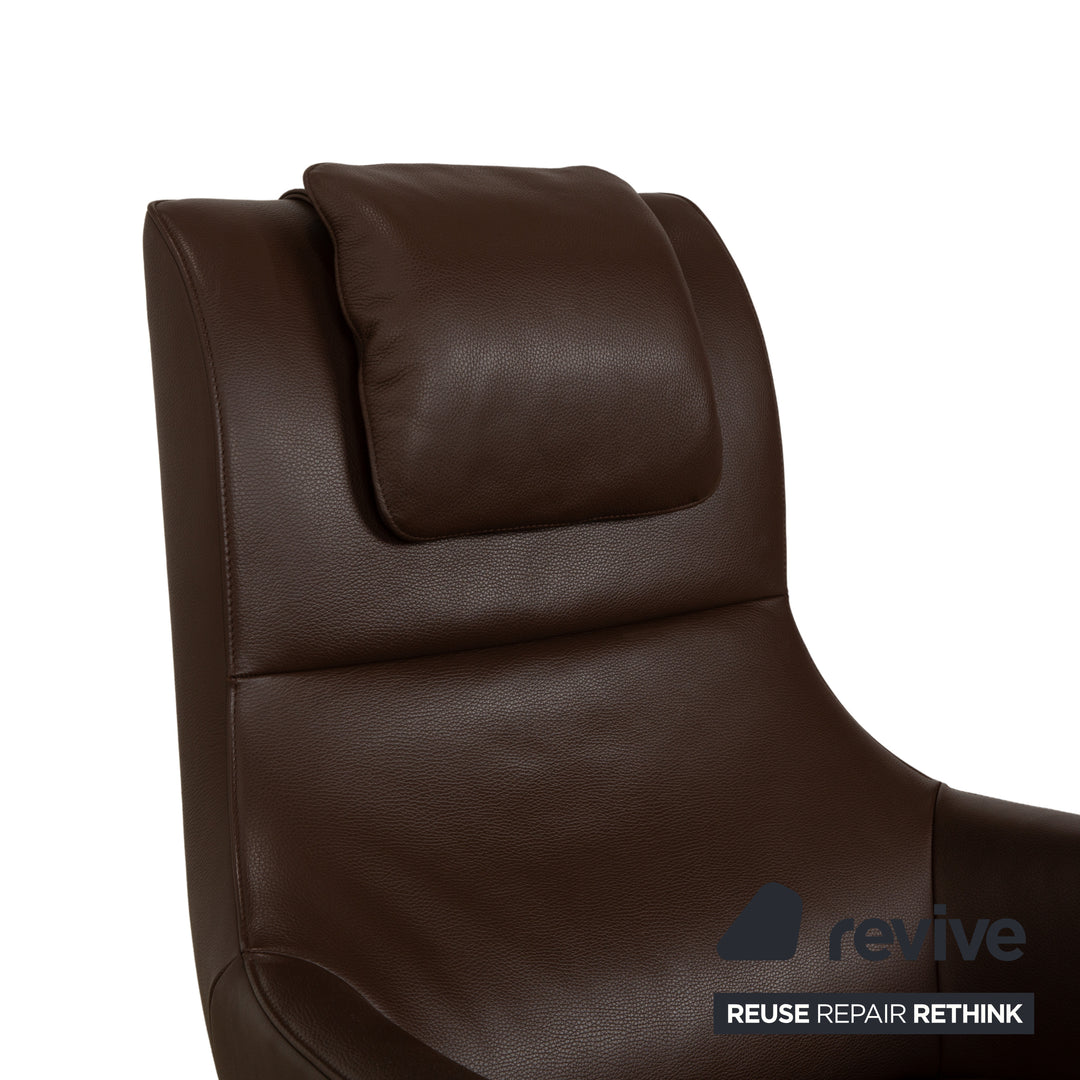 Fauteuil de jardin électrique en cuir marron FSM à piles