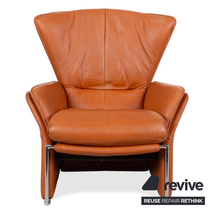 FSM Unus Leder Chrom Sessel Braun Cognac manuelle Funktion