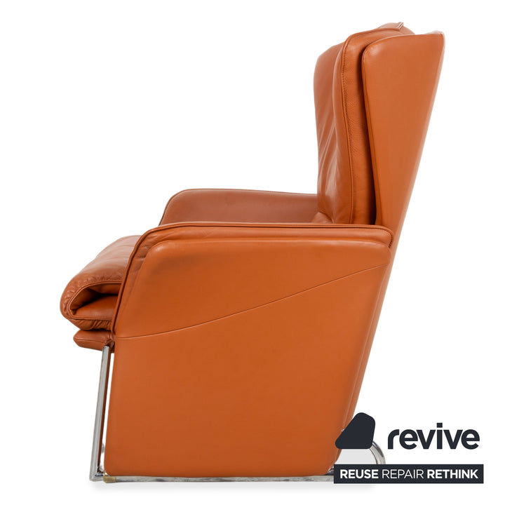 FSM Unus Leder Chrom Sessel Braun Cognac manuelle Funktion