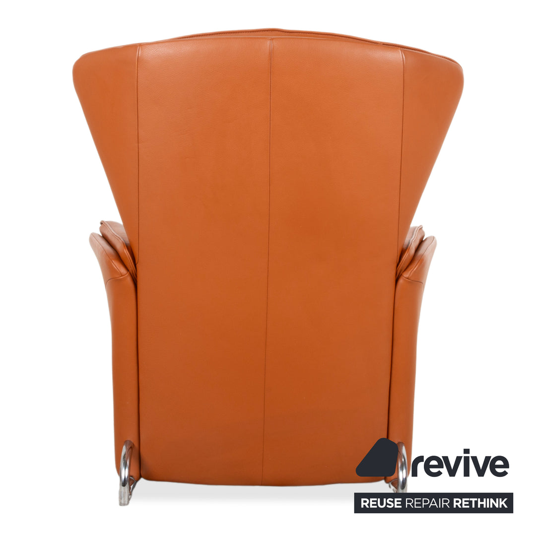 FSM Unus Leder Chrom Sessel Braun Cognac manuelle Funktion