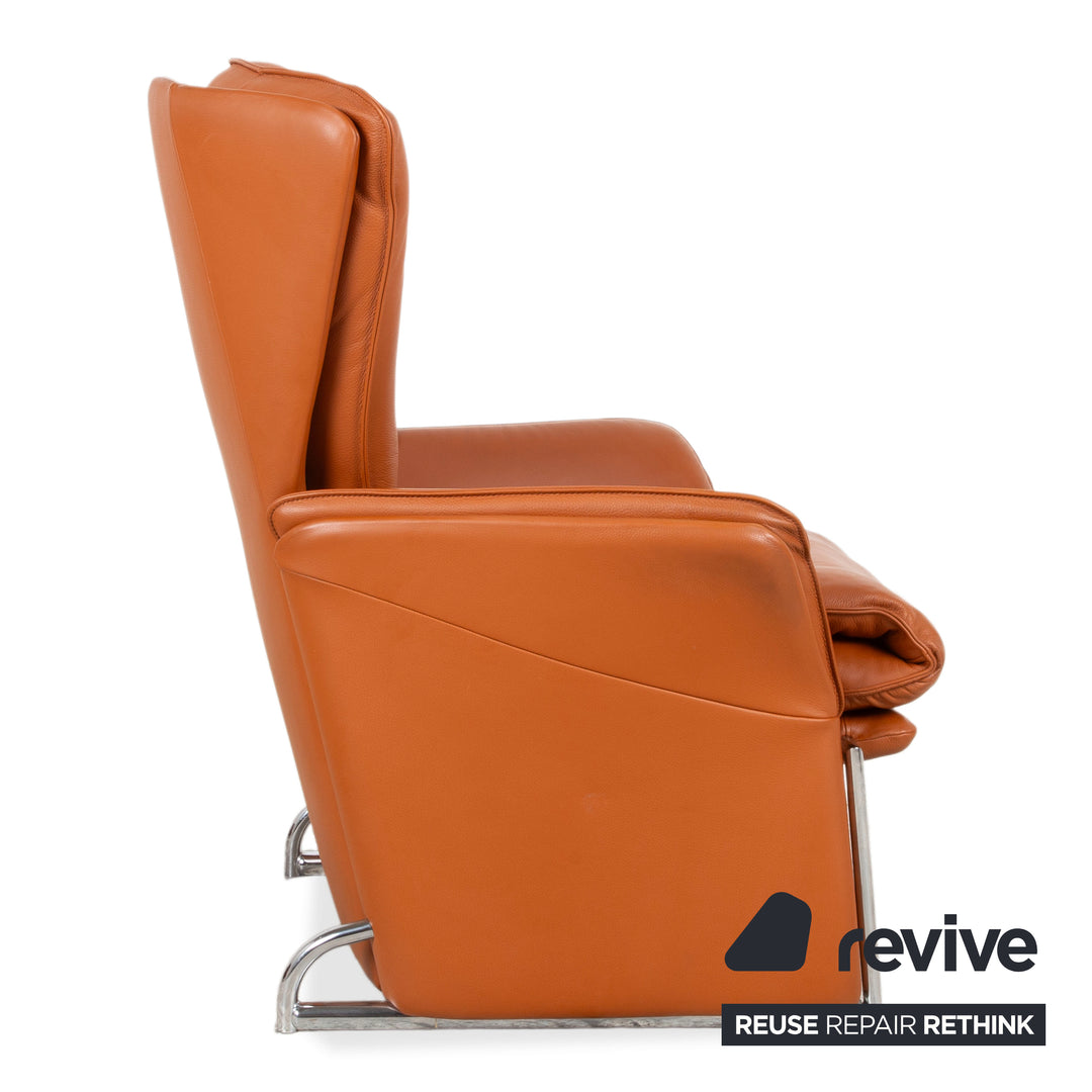 FSM Unus Leder Chrom Sessel Braun Cognac manuelle Funktion