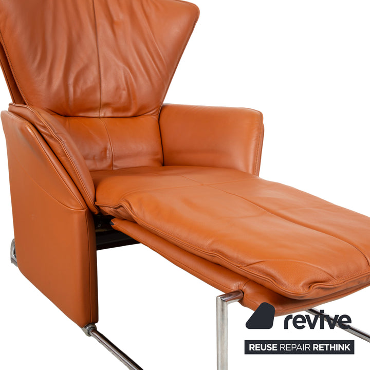 FSM Unus Leder Chrom Sessel Braun Cognac manuelle Funktion