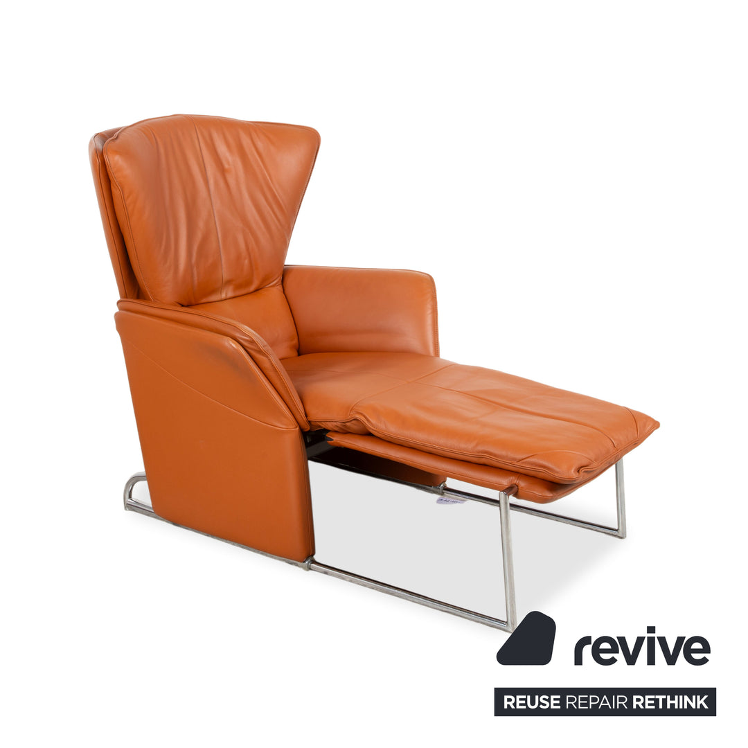 FSM Unus Leder Chrom Sessel Braun Cognac manuelle Funktion