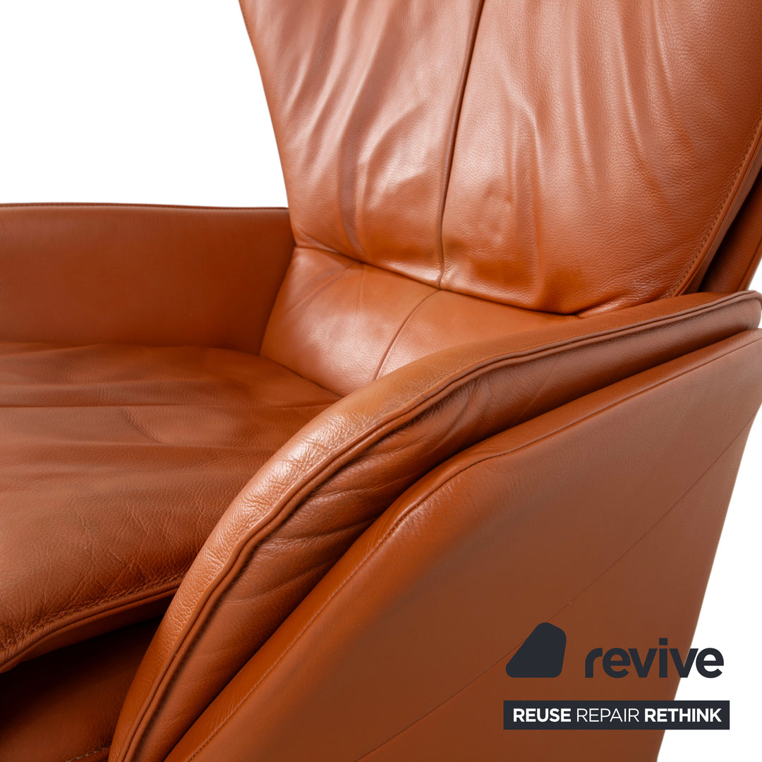 FSM Unus Leder Chrom Sessel Braun Cognac manuelle Funktion