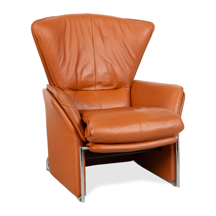 FSM Unus Leder Chrom Sessel Braun Cognac manuelle Funktion