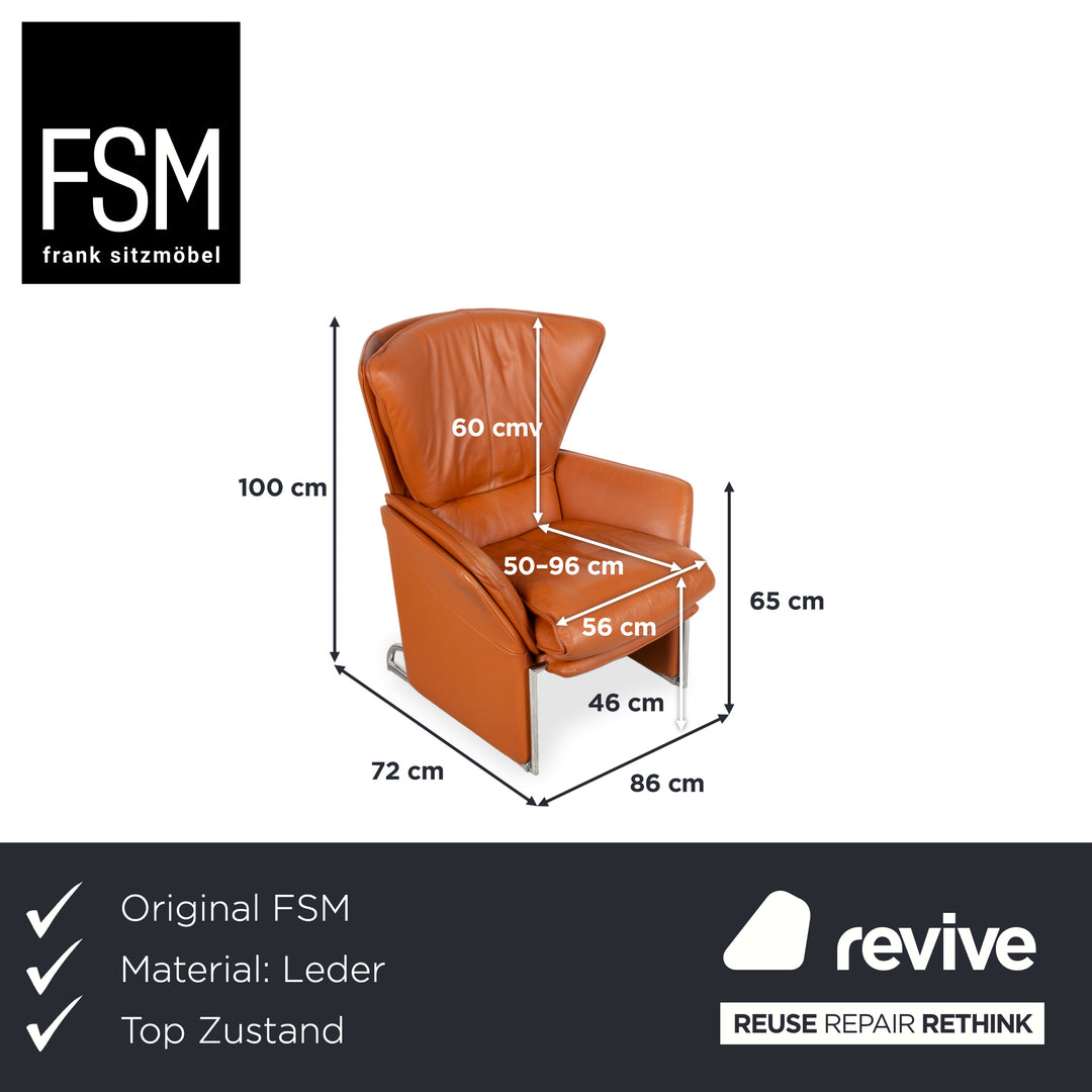 FSM Unus Leder Chrom Sessel Braun Cognac manuelle Funktion
