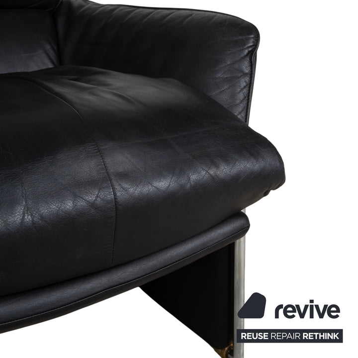 FSM Unus Leder Sessel Schwarz manuelle Relaxfunktion