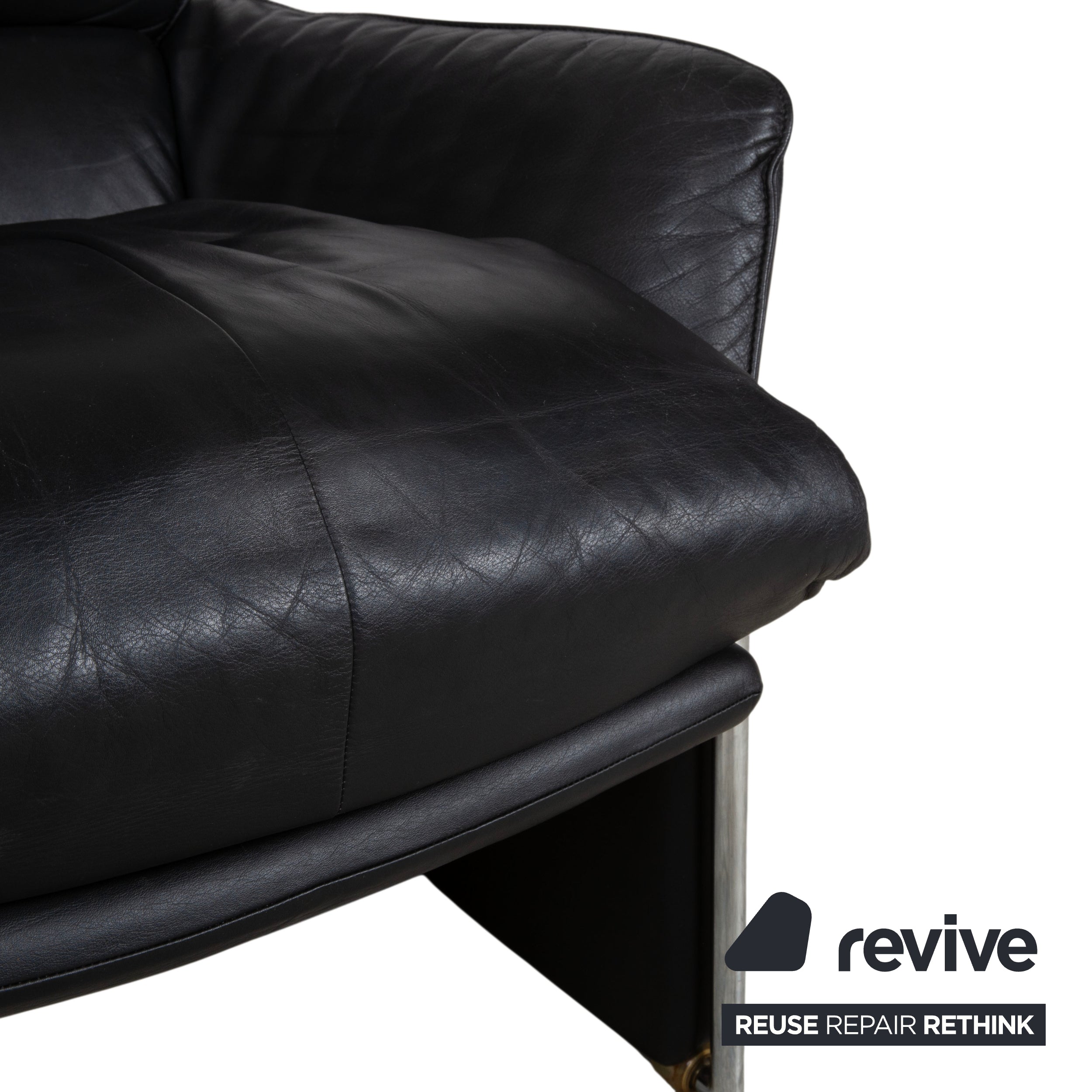 FSM Unus Leder Sessel Schwarz manuelle Relaxfunktion