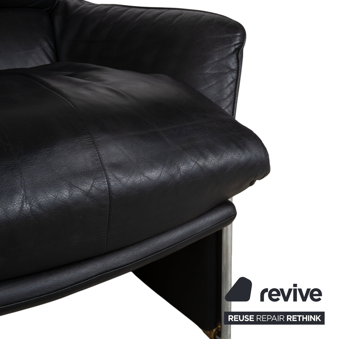 FSM Unus Leder Sessel Schwarz manuelle Relaxfunktion