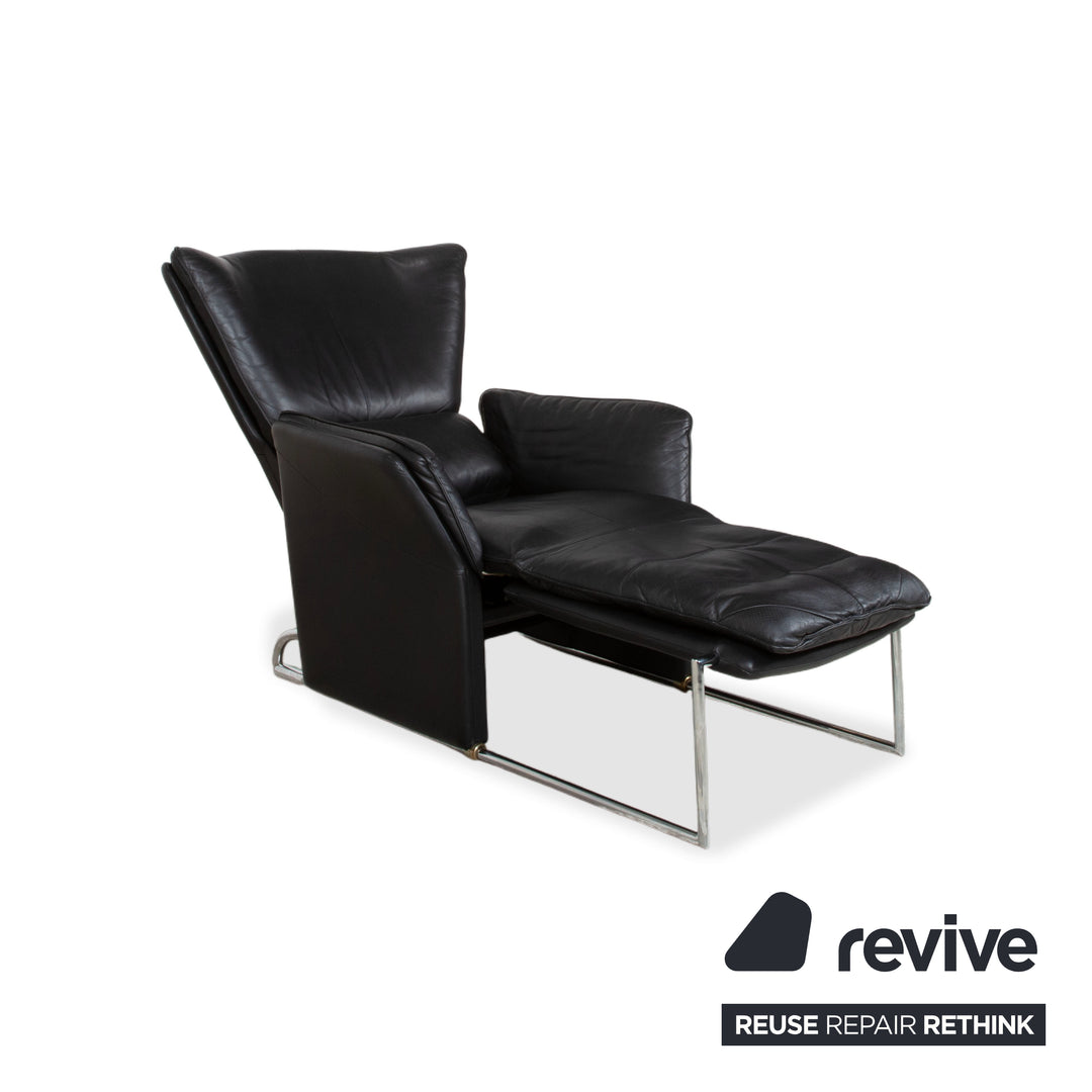 FSM Unus Leder Sessel Schwarz manuelle Relaxfunktion