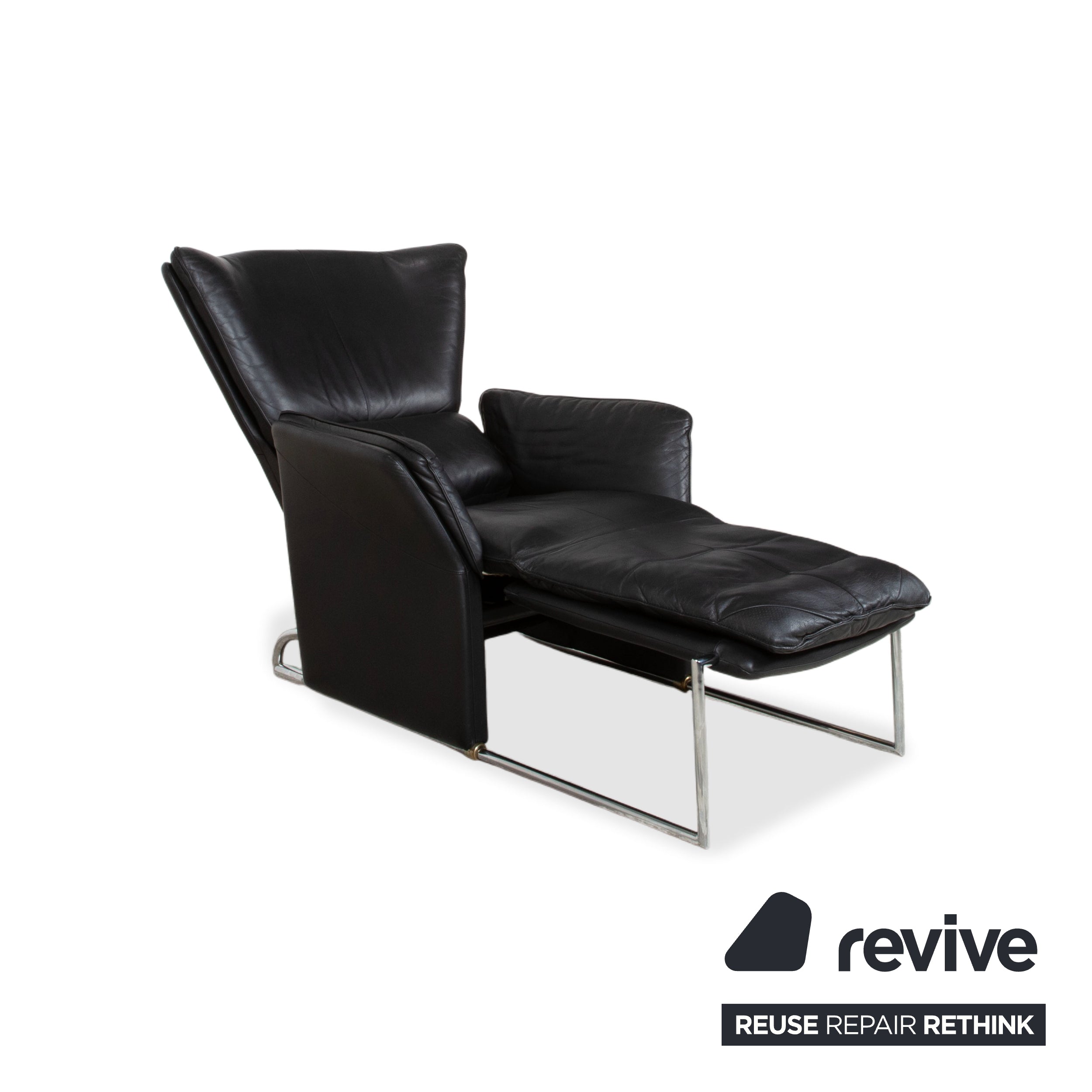 FSM Unus Leder Sessel Schwarz manuelle Relaxfunktion