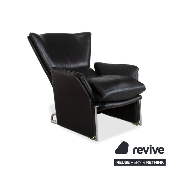 FSM Unus Leder Sessel Schwarz manuelle Relaxfunktion