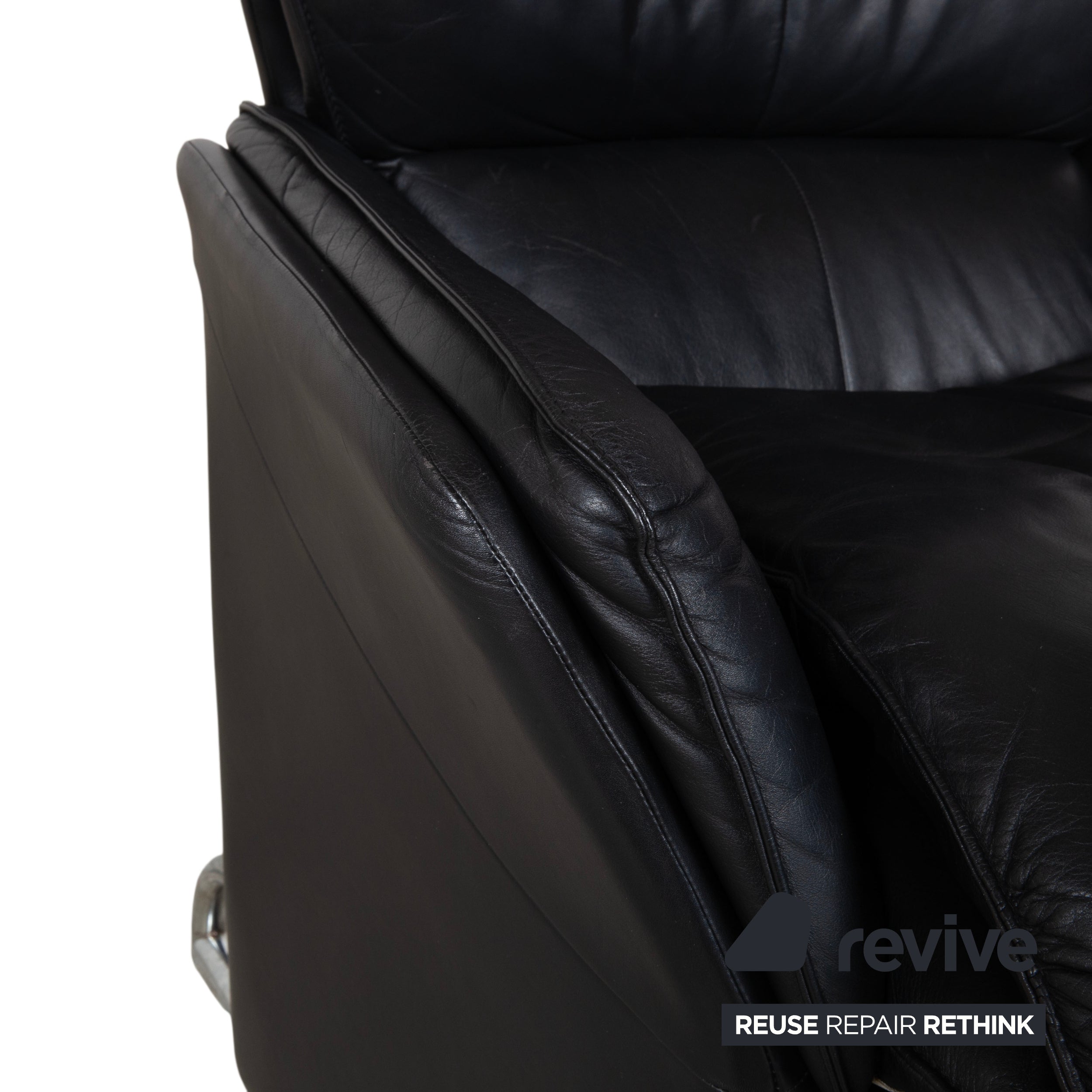 FSM Unus Leder Sessel Schwarz manuelle Relaxfunktion