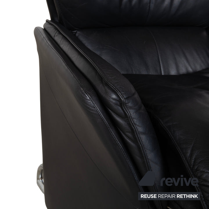 FSM Unus Leder Sessel Schwarz manuelle Relaxfunktion