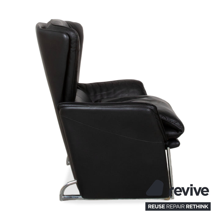 FSM Unus Leder Sessel Schwarz manuelle Relaxfunktion