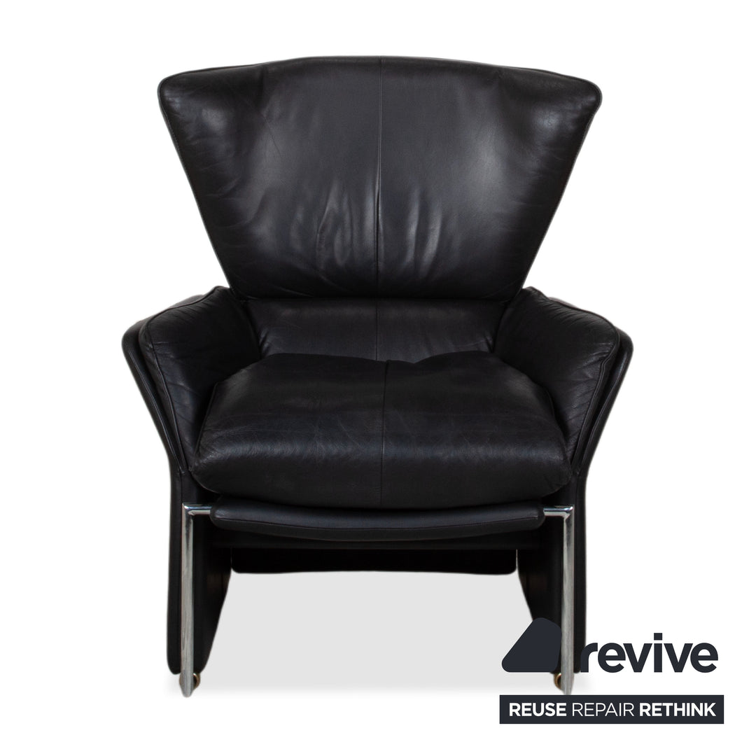 FSM Unus Leder Sessel Schwarz manuelle Relaxfunktion