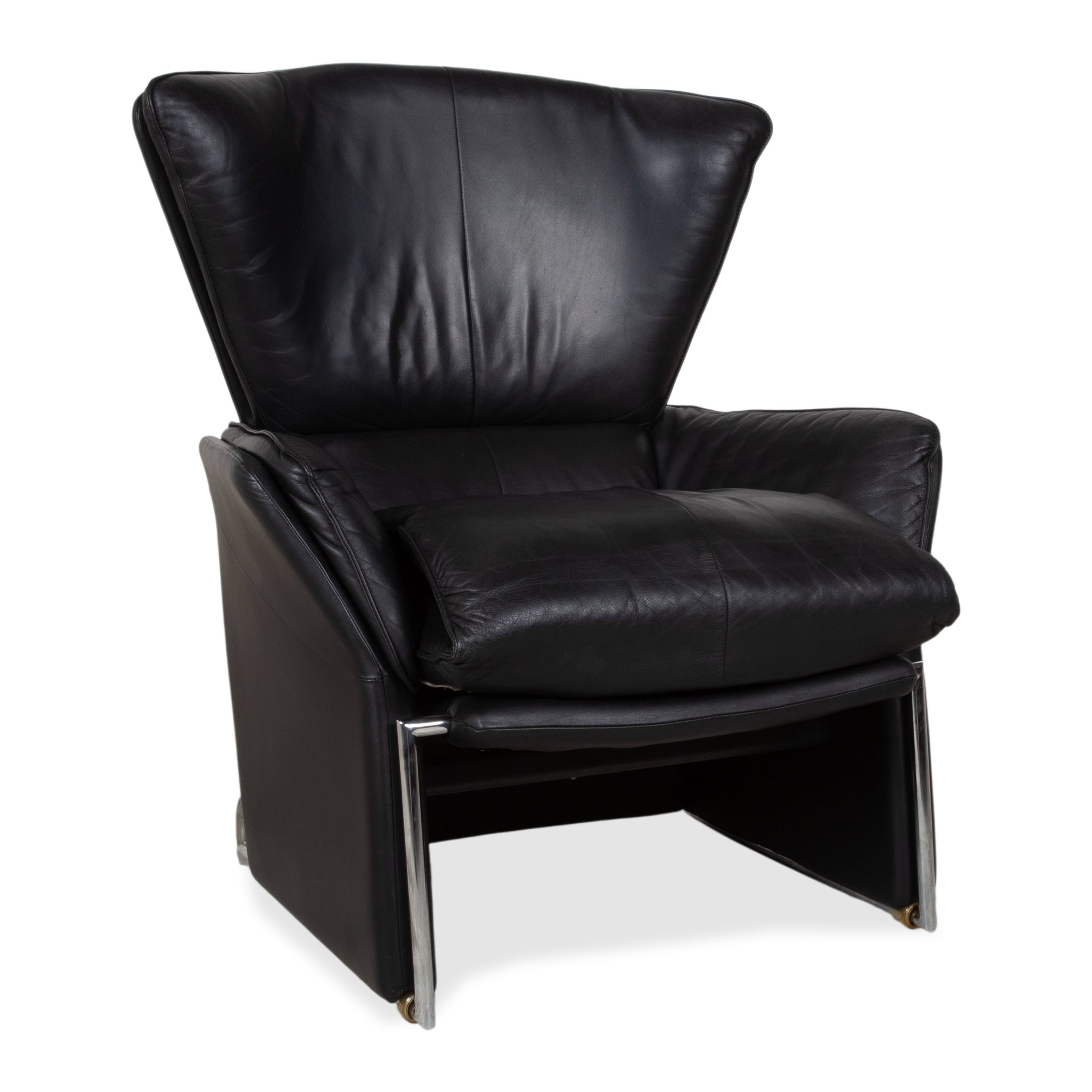 FSM Unus Leder Sessel Schwarz manuelle Relaxfunktion