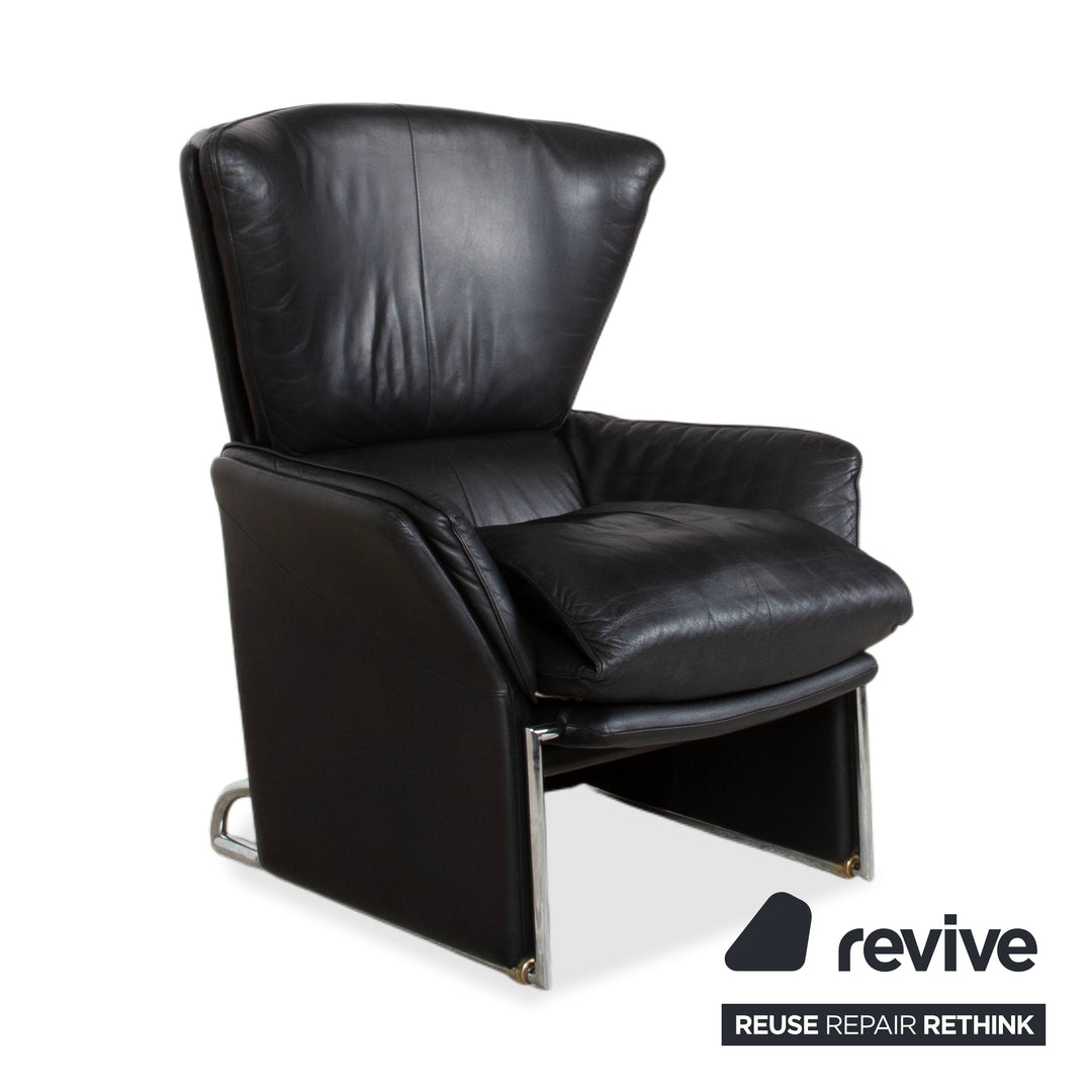 FSM Unus Fauteuil en cuir noir fonction relax manuelle