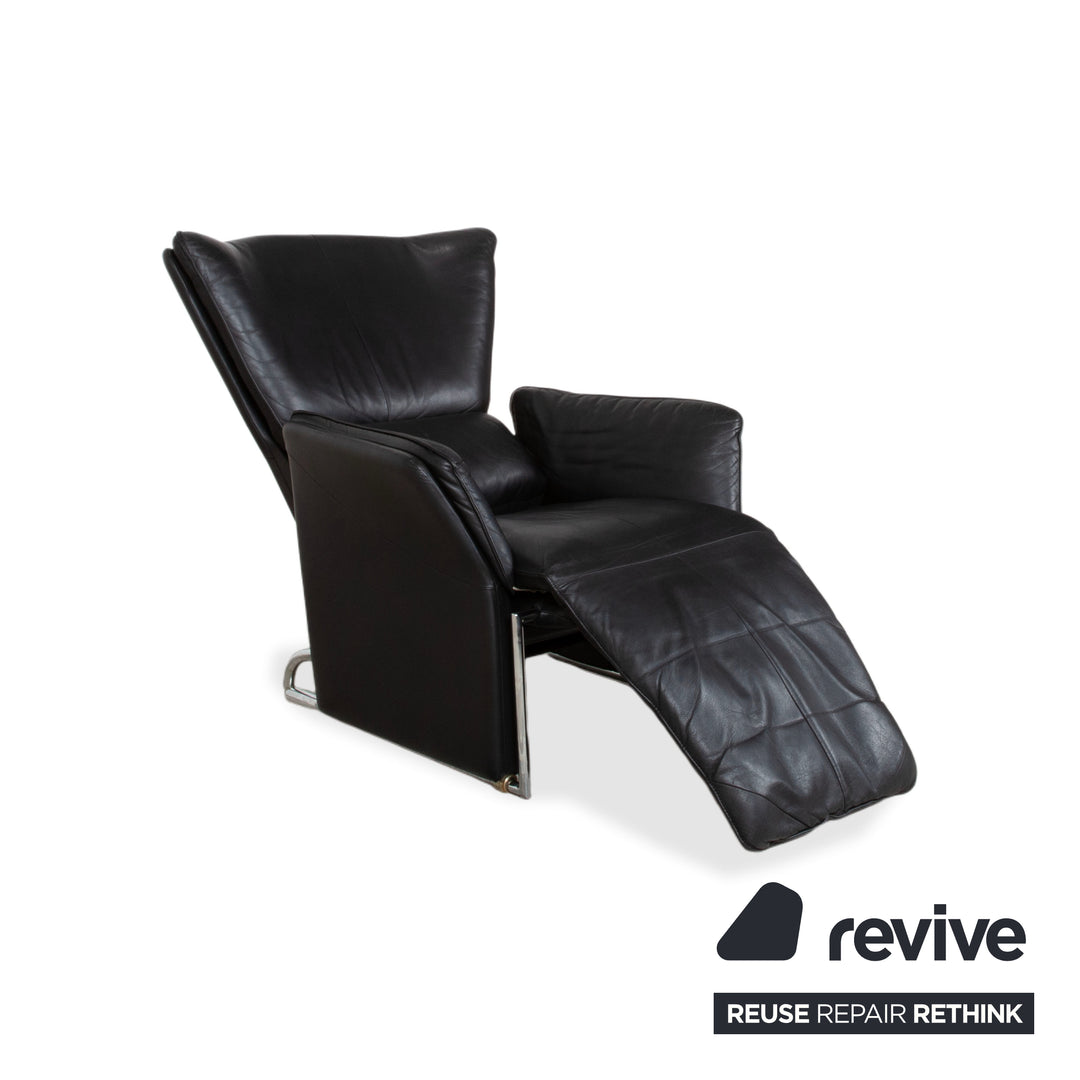FSM Unus Leder Sessel Schwarz manuelle Relaxfunktion