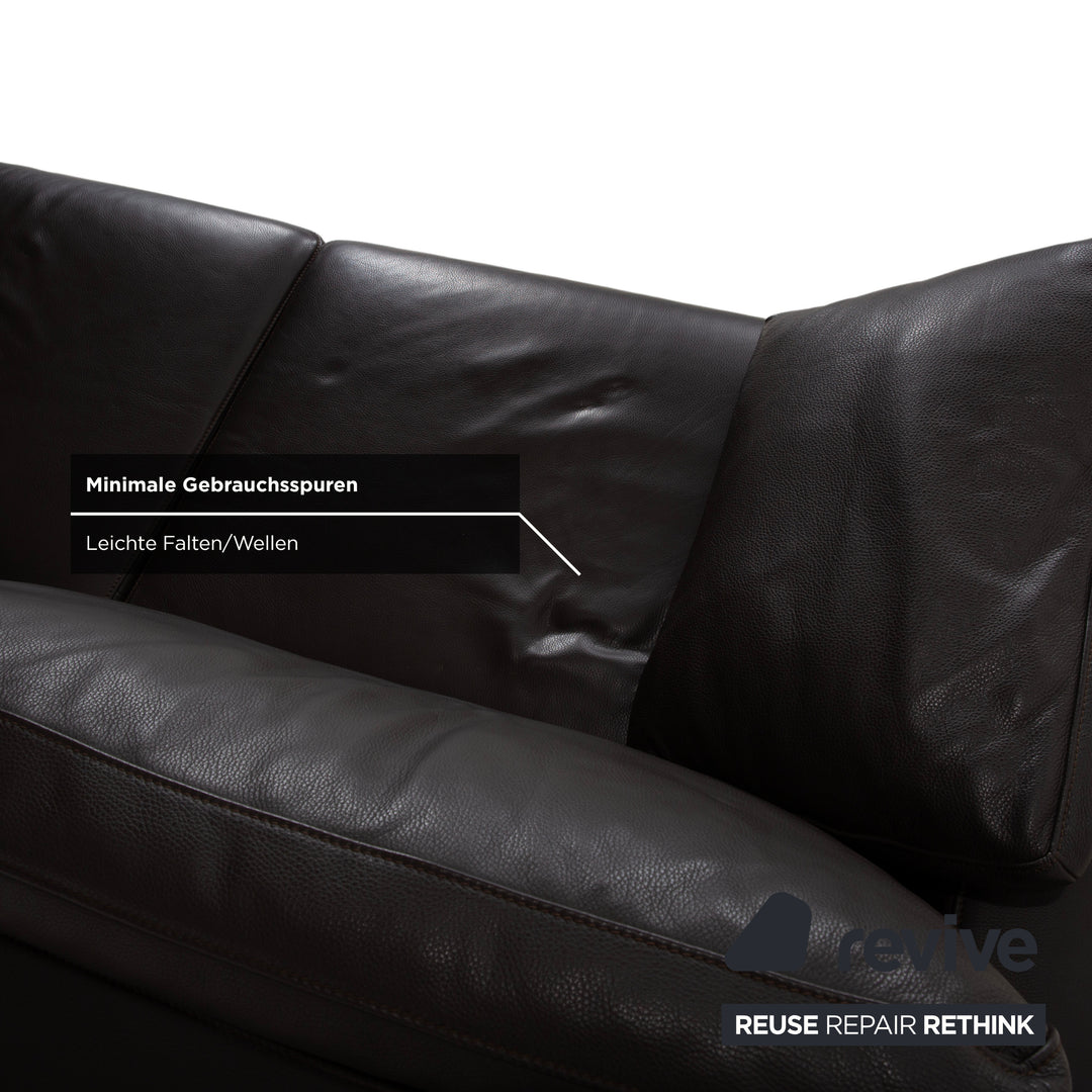 FSM Two-Seater Leather Sofa Brown Couch Manual Function