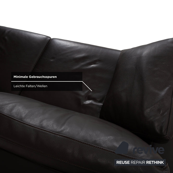 FSM Two-Seater Leather Sofa Brown Couch Manual Function