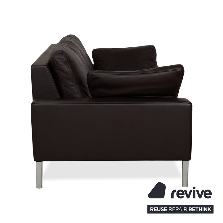 FSM Two-Seater Leather Sofa Brown Couch Manual Function