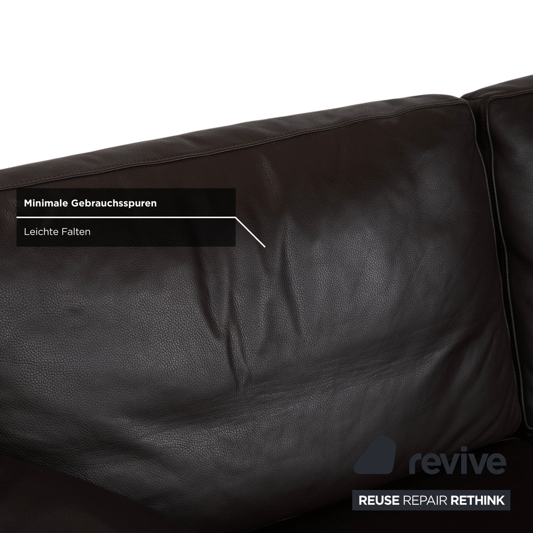 FSM Two-Seater Leather Sofa Brown Couch Manual Function