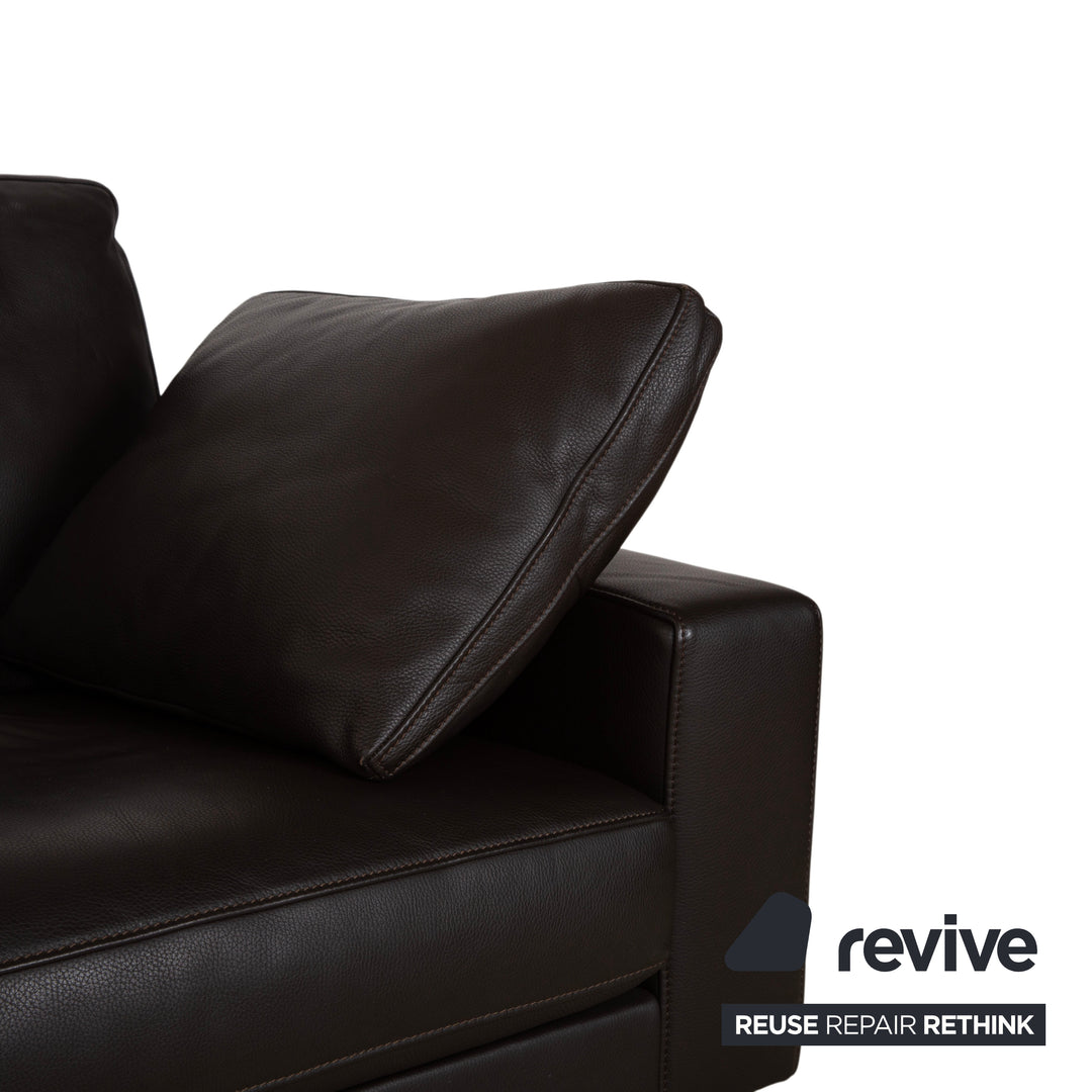 FSM Two-Seater Leather Sofa Brown Couch Manual Function