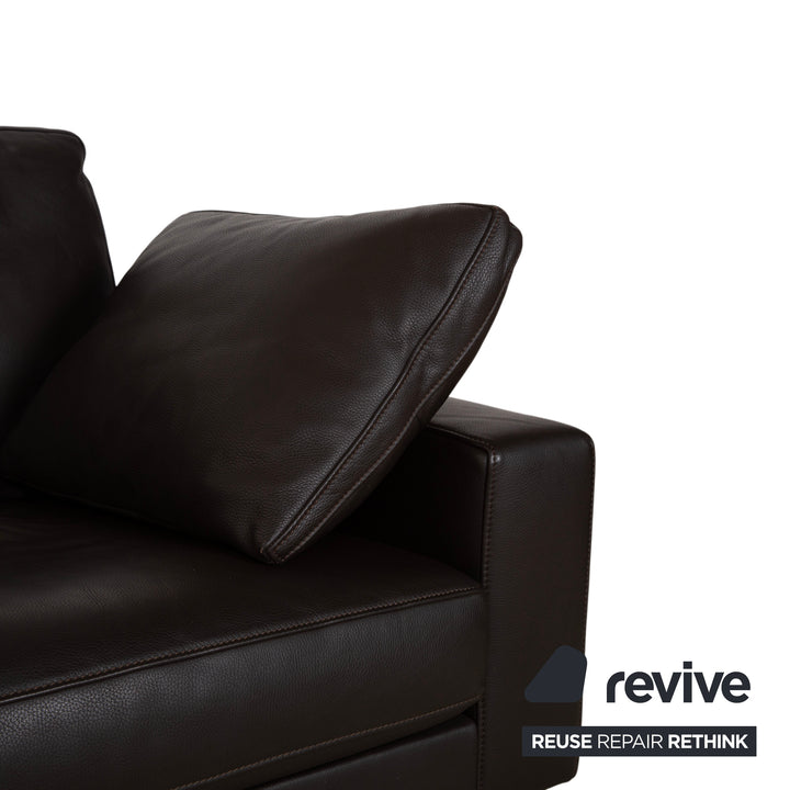 FSM Two-Seater Leather Sofa Brown Couch Manual Function