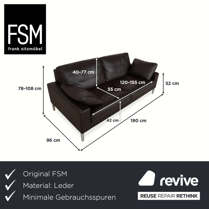 FSM Two-Seater Leather Sofa Brown Couch Manual Function