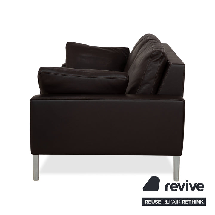 FSM Two-Seater Leather Sofa Brown Couch Manual Function