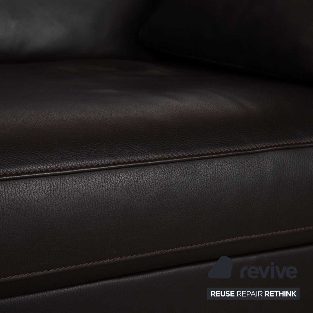 FSM Two-Seater Leather Sofa Brown Couch Manual Function