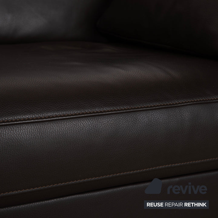 FSM Two-Seater Leather Sofa Brown Couch Manual Function