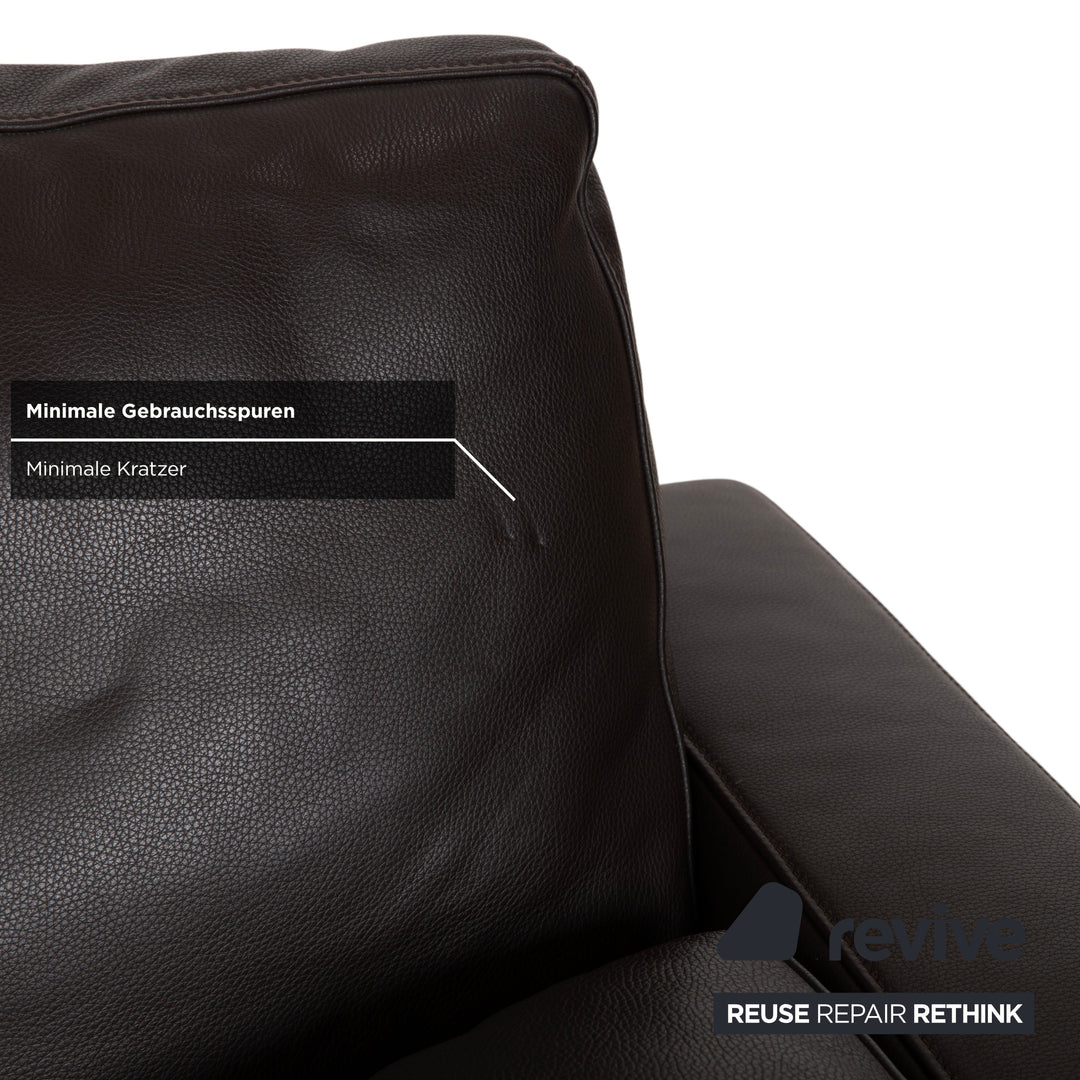FSM Two-Seater Leather Sofa Brown Couch Manual Function