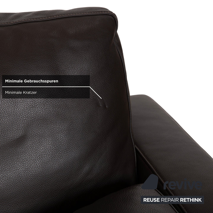 FSM Two-Seater Leather Sofa Brown Couch Manual Function