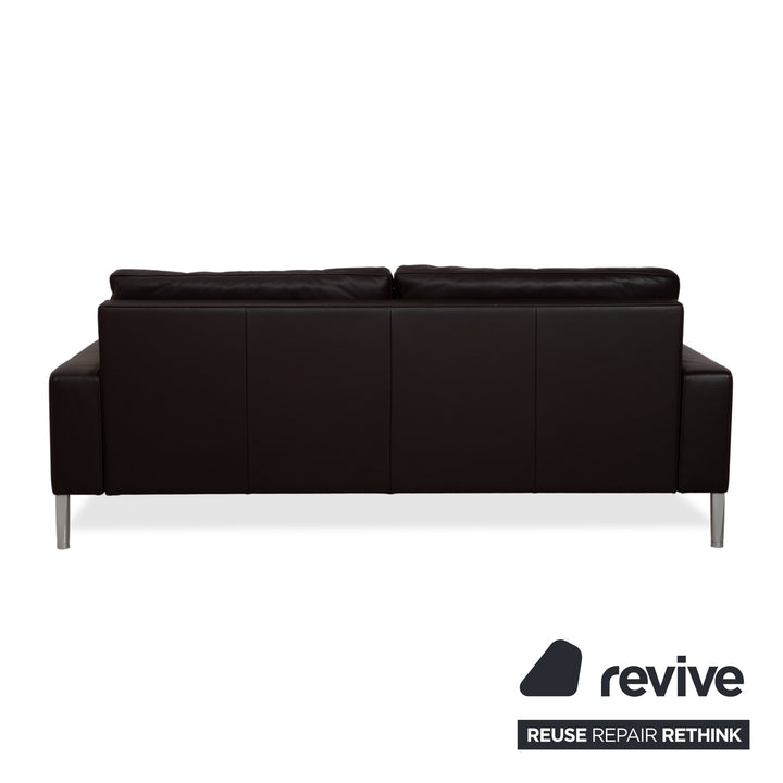 FSM Two-Seater Leather Sofa Brown Couch Manual Function