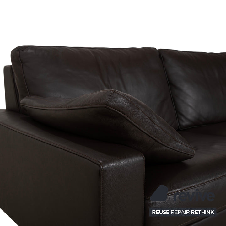 FSM Two-Seater Leather Sofa Brown Couch Manual Function