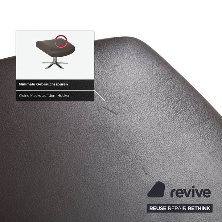 Garnitur 2 x Joop 8115 Leder Sessel Hocker Grau Taupe Chrom manuelle Funktion