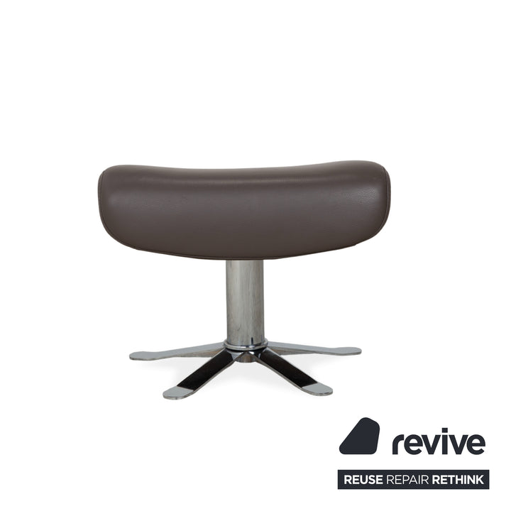 Garnitur 2 x Joop 8115 Leder Sessel Hocker Grau Taupe Chrom manuelle Funktion