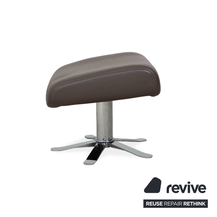 Garnitur 2 x Joop 8115 Leder Sessel Hocker Grau Taupe Chrom manuelle Funktion