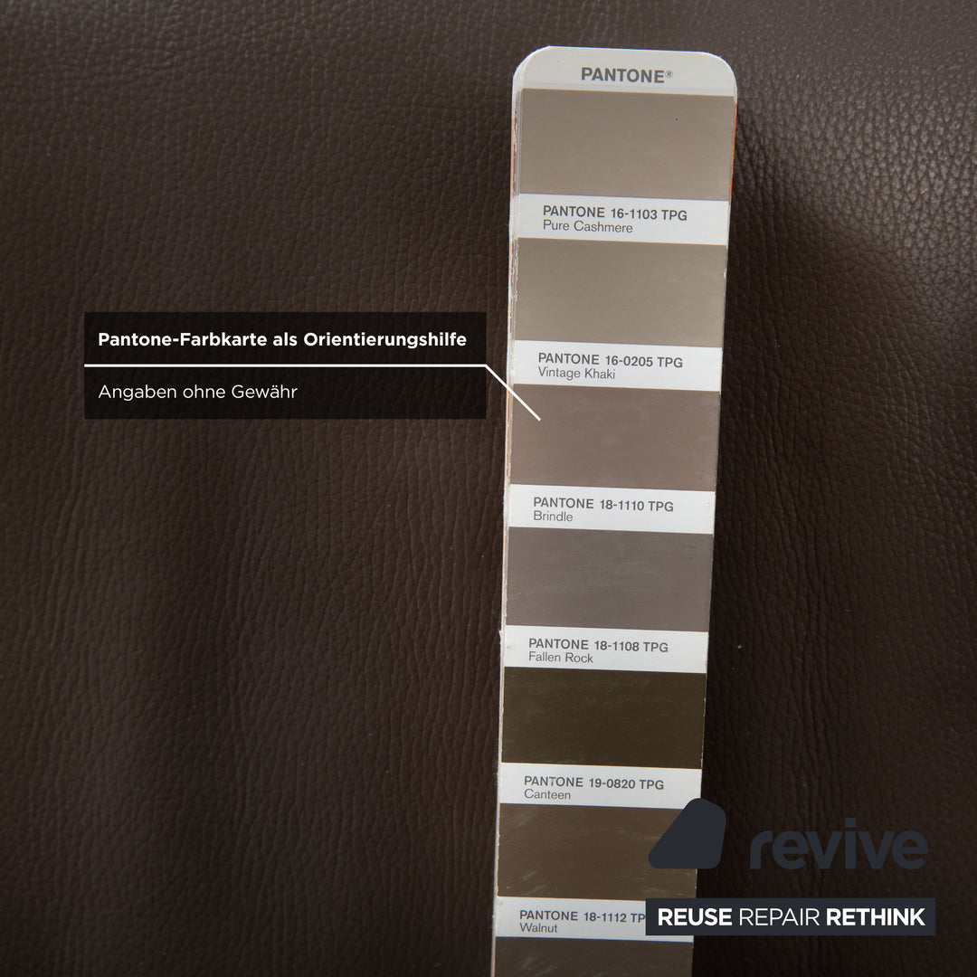 Garnitur 2 x Joop 8115 Leder Sessel Hocker Grau Taupe Chrom manuelle Funktion