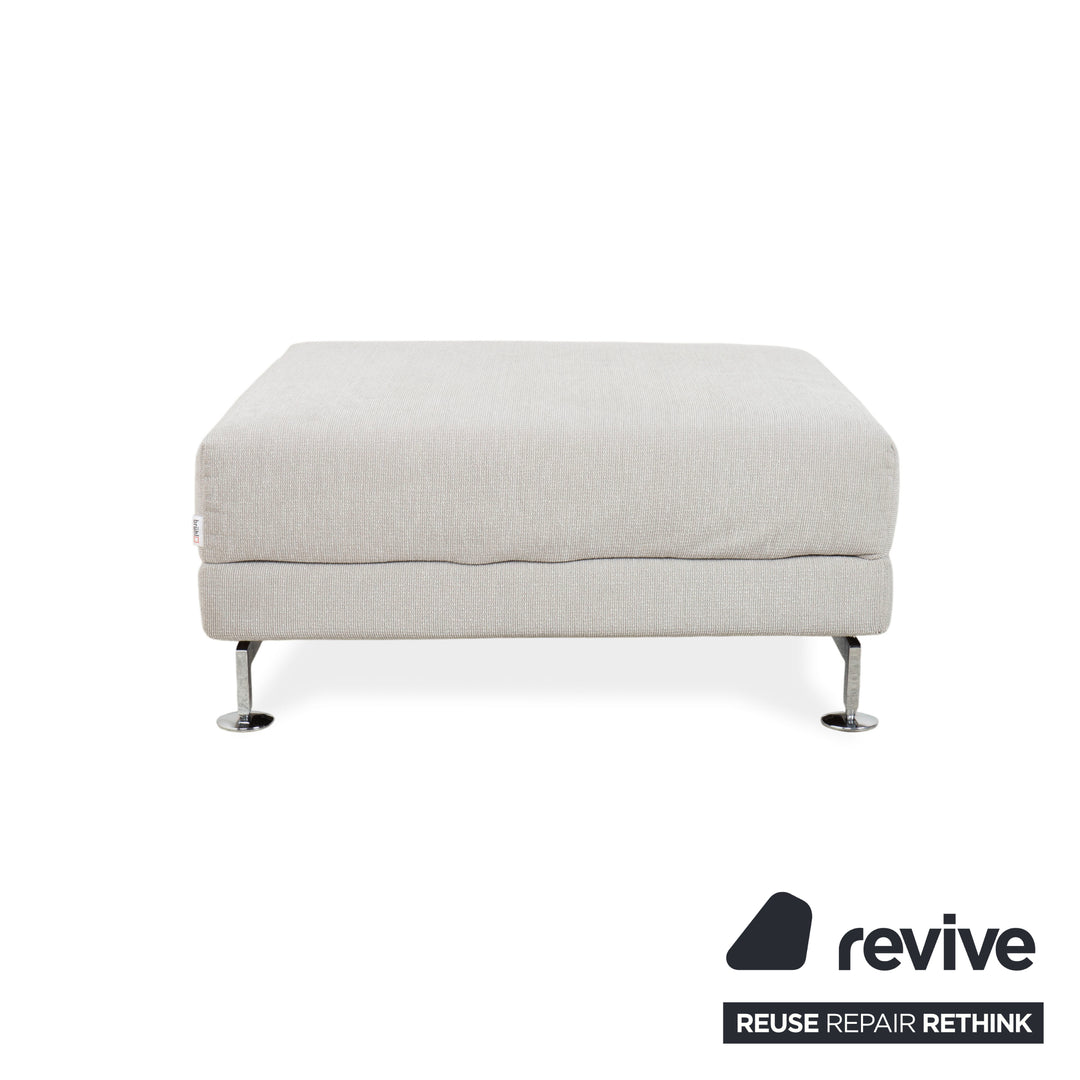 Garnitur Brühl Moule Stoff Ecksofa Hocker Grau Hellgrau Weiß manuelle Funktion Sofa Couch