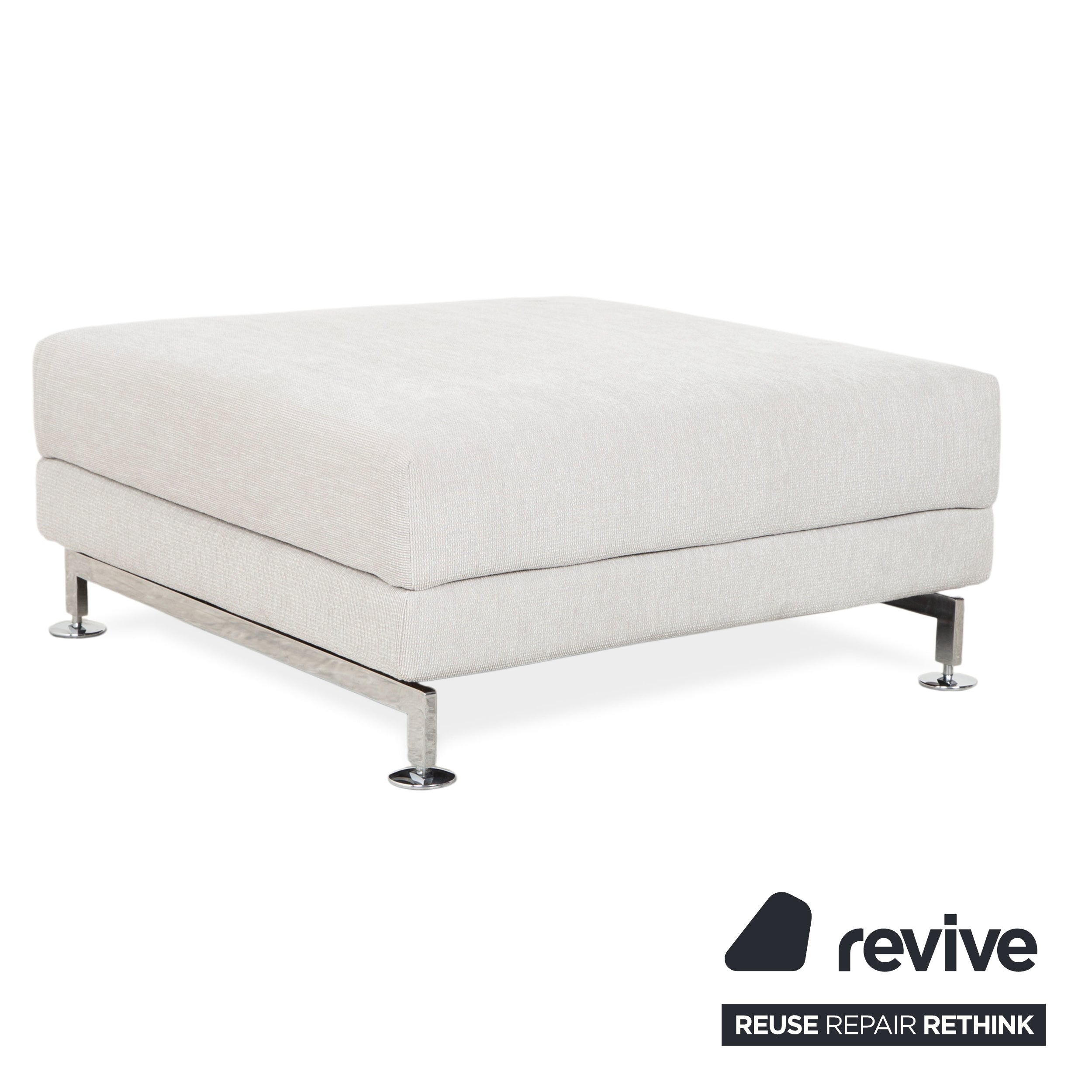 Garnitur Brühl Moule Stoff Ecksofa Hocker Grau Hellgrau Weiß manuelle Funktion Sofa Couch