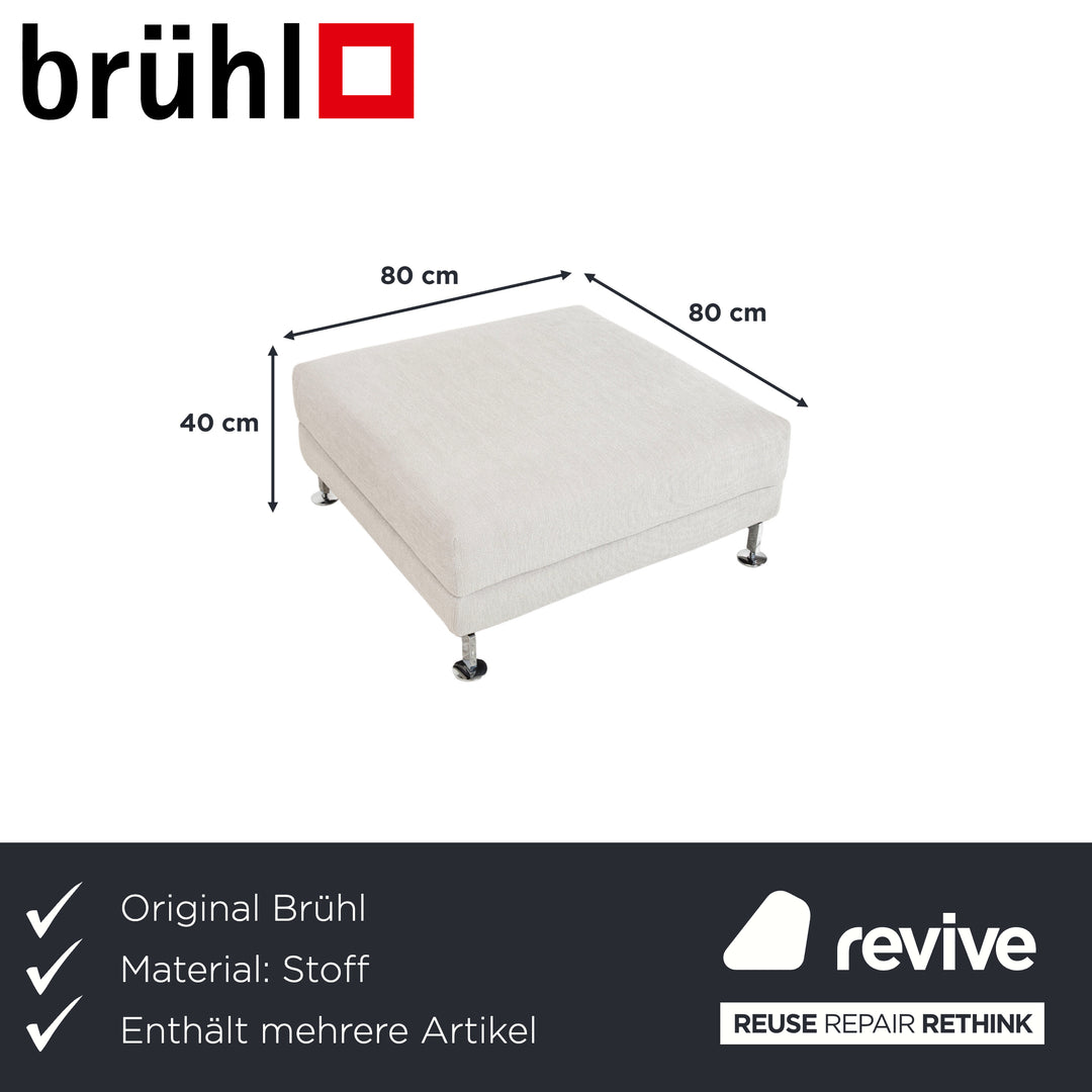 Garnitur Brühl Moule Stoff Ecksofa Hocker Grau Hellgrau Weiß manuelle Funktion Sofa Couch