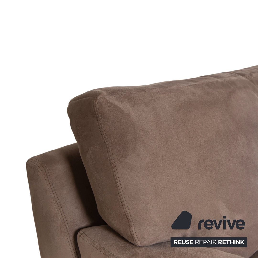 Garnitur Erpo Stoff Chrom Ecksofa Hocker Grau Beige Braun Sofa Couch Recamiere