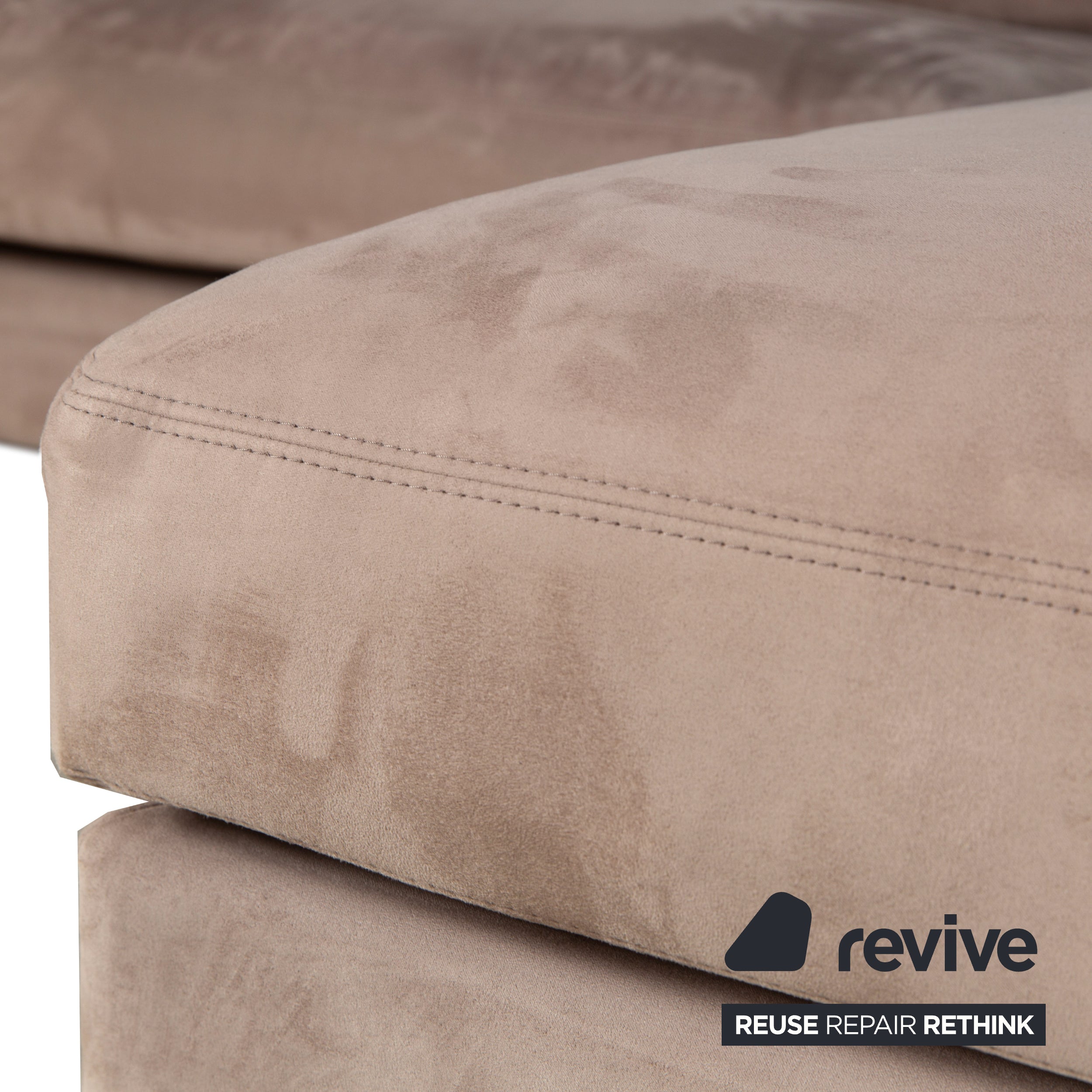 Garnitur Erpo Stoff Chrom Ecksofa Hocker Grau Beige Braun Sofa Couch Recamiere